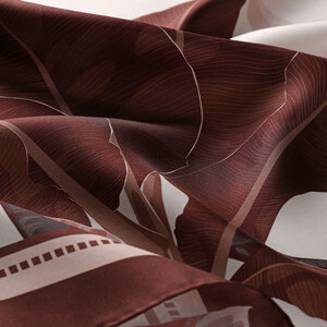ipekevi - Brown Rock Garden Twill Silk Scarf (1)