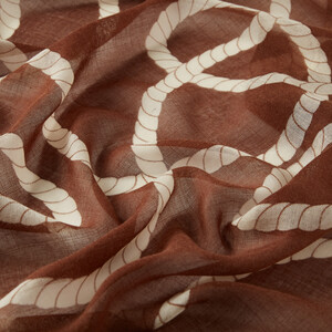 ipekevi - Brown Rope Print Wool Silk Scarf (1)