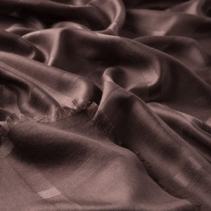 Brown Satin Silk Scarf - Thumbnail