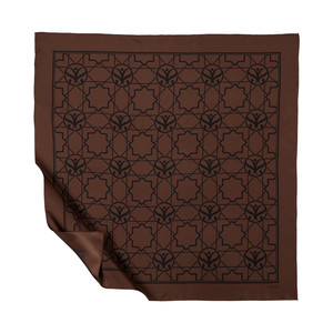 Brown Seljuk Monogram Silk Twill Scarf - Thumbnail