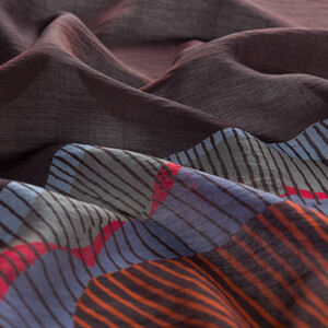 Brown Silk Tree Pattern Tencel Scarf - Thumbnail