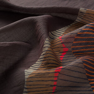 Brown Silk Tree Pattern Tencel Scarf - Thumbnail