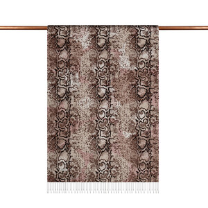 ipekevi - Brown Snakeskin Print Silk Shawl (1)