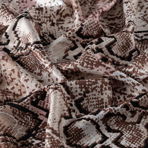 Brown Snakeskin Print Silk Shawl - Thumbnail
