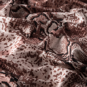 Brown Snakeskin Print Silk Shawl - Thumbnail