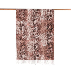 Brown Snakeskin Print Silk Shawl - Thumbnail