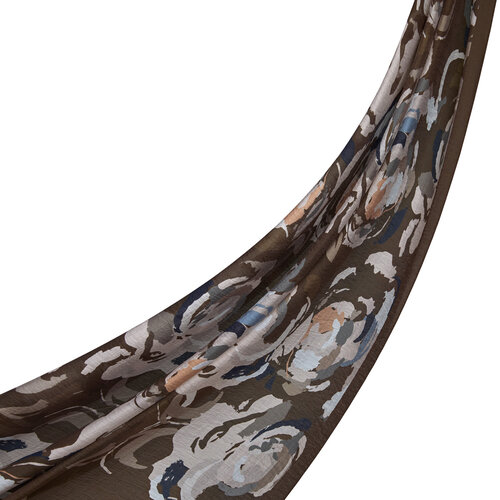 Brown Soulful Blooms Tencel Print Scarf