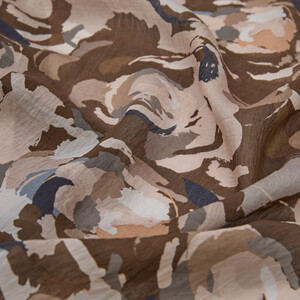 Brown Soulful Blooms Tencel Print Scarf - Thumbnail
