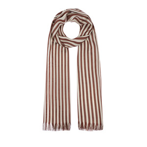 Brown Striped Silk Scarf Shawl - Thumbnail