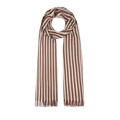 Brown Striped Silk Scarf Shawl