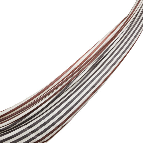 Brown Striped Silk Scarf