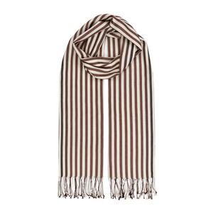 Brown Striped Silk Scarf - Thumbnail
