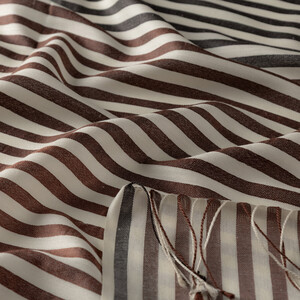 Brown Striped Silk Scarf - Thumbnail