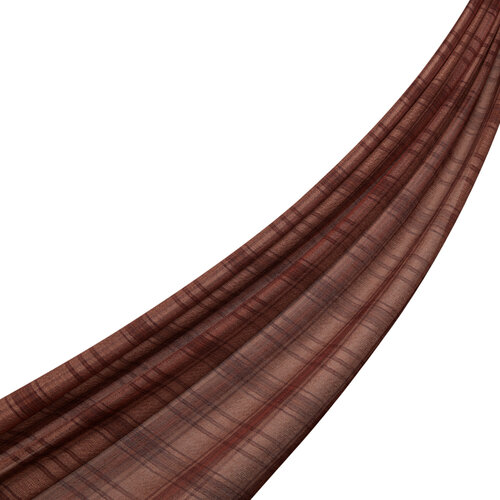 Brown Tartan Plaid Wool Silk Scarf