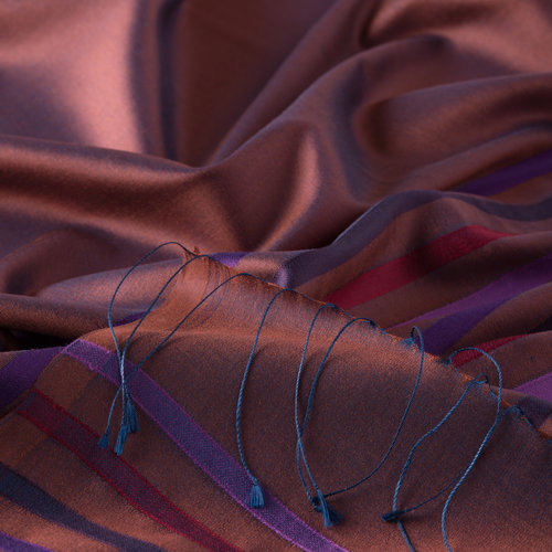 Brown Thin Striped Silk Scarf