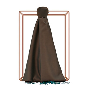 Brown Turquoise Reversible Silk Scarf - Thumbnail