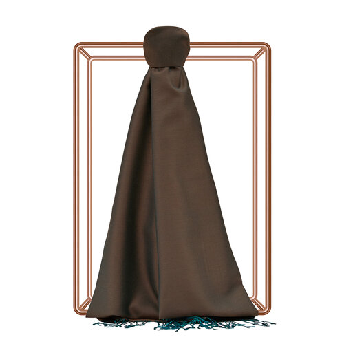 Brown Turquoise Reversible Silk Scarf