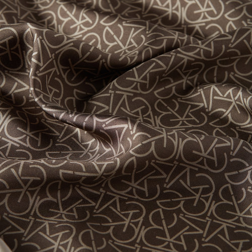 Brown Typo Monogram Silk Twill Scarf