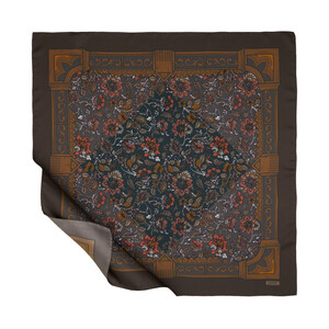 Brown Uskudar Twill Silk Scarf - Thumbnail