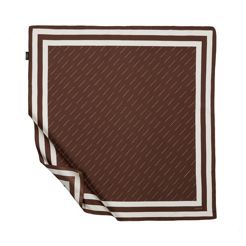 Brown White Signature Silk Twill Scarf