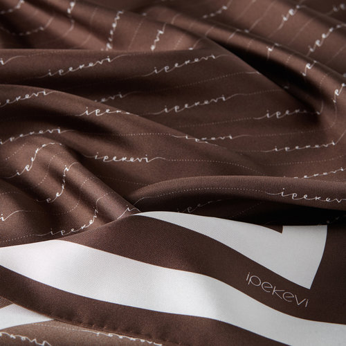 Brown White Signature Silk Twill Scarf