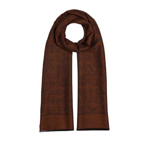 Brown Wicker Basket Print Scarf