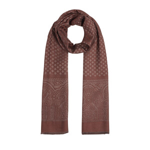 Brown Wool Silk Scarf - Thumbnail