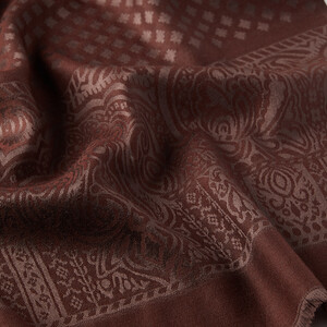 Brown Wool Silk Scarf - Thumbnail