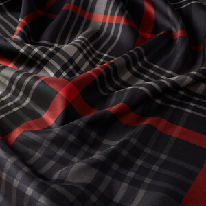 ipekevi - Burgundy Black Castle Plaid Silk Twill Scarf (1)