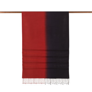 Burgundy Black Mono Striped Gradient Silk Scarf - Thumbnail