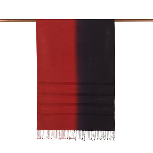 Burgundy Black Mono Striped Gradient Silk Scarf