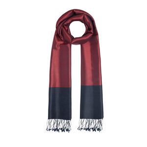 Burgundy Black Reversible Silk Scarf - Thumbnail