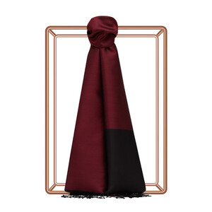 Burgundy Black Reversible Silk Scarf - Thumbnail
