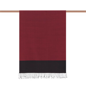 Burgundy Black Reversible Silk Scarf - Thumbnail