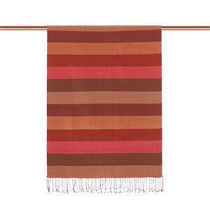 Burgundy Block Striped Reversible Silk Scarf - Thumbnail