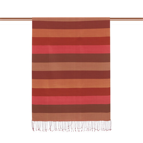 Burgundy Block Striped Reversible Silk Scarf