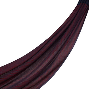 Burgundy Bordered Wool Silk Scarf - Thumbnail