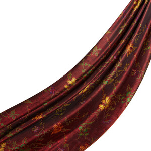 ipekevi - Burgundy Brocade Reversible Prime Silk Scarf (1)