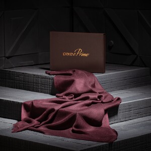 Burgundy Cashmere Wool Silk Prime Scarf - Thumbnail