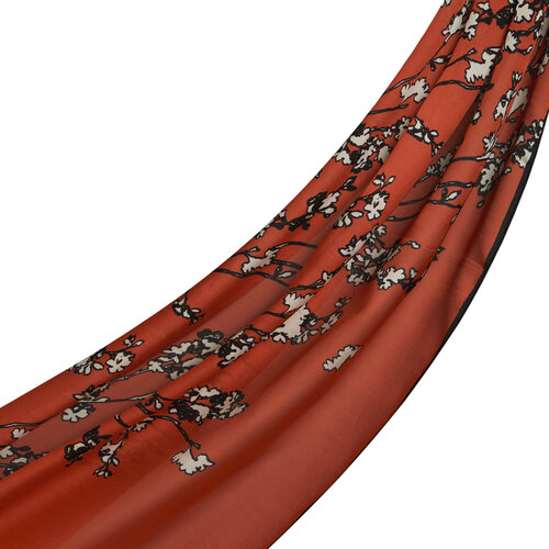 Burgundy Cercis Flower Cotton Rayon Scarf
