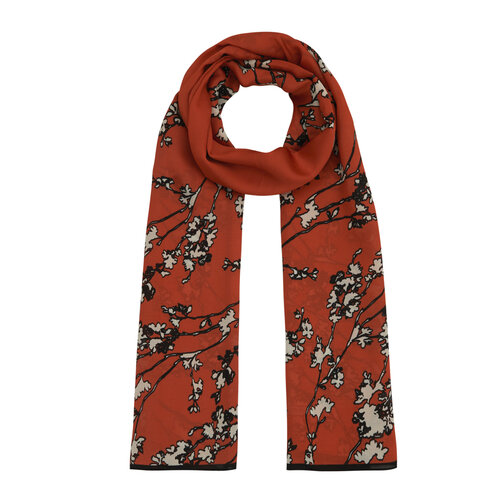 Burgundy Cercis Flower Cotton Rayon Scarf