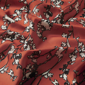 Burgundy Cercis Flower Cotton Rayon Scarf - Thumbnail
