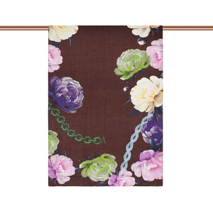 Burgundy Chain Peony Patterned Tencel Scarf - Thumbnail