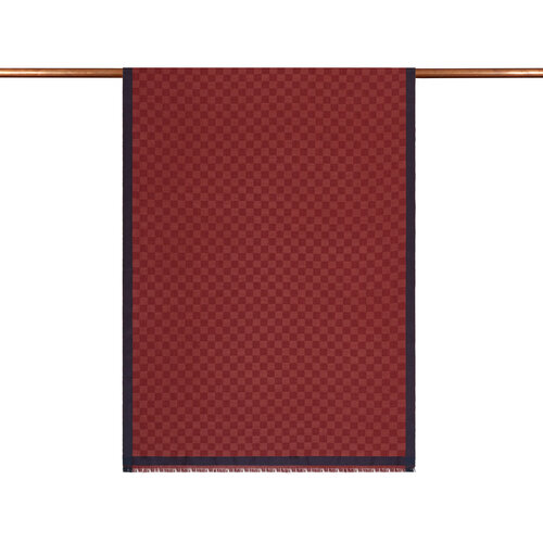 Burgundy Checkered Wool Silk Scarf