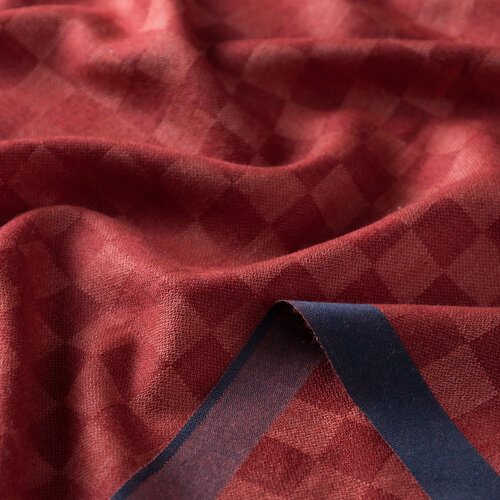 Burgundy Checkered Wool Silk Scarf