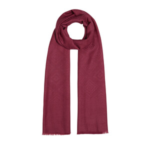 Burgundy Diamond Wool Silk Scarf - Thumbnail