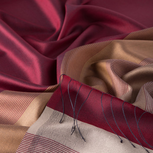Burgundy Elitist Striped Silk Scarf