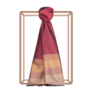 Burgundy Elitist Striped Silk Scarf - Thumbnail