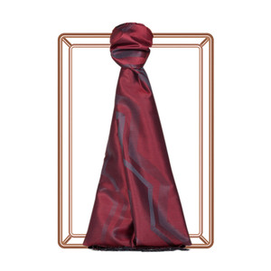 Burgundy Ethnic Zigzag Silk Scarf - Thumbnail