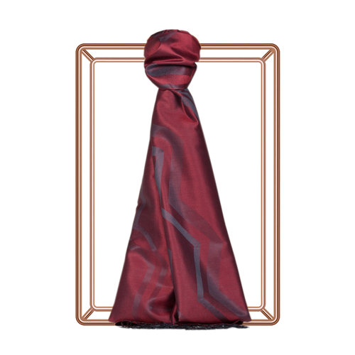 Burgundy Ethnic Zigzag Silk Scarf